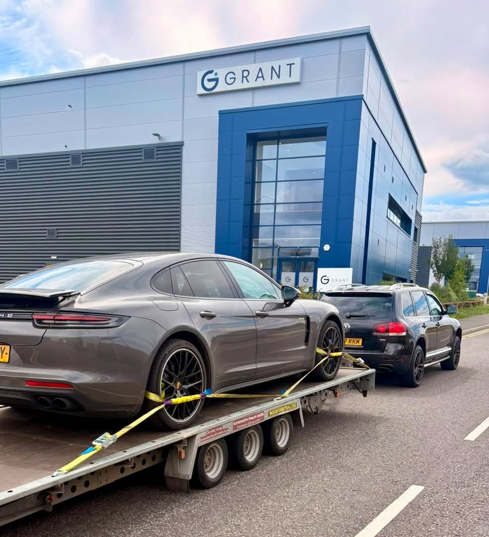 Porsche Panamera delivered on the trailer